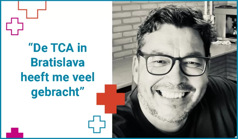 portretfoto van Eugene Voorneman, met links daarvan de quote "De TCA in Bratislava heeft me veel gebracht"